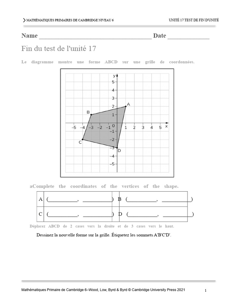 Test de mathématiques niveau 6 Cambridge | PDF | Géométrie | Mathématiques