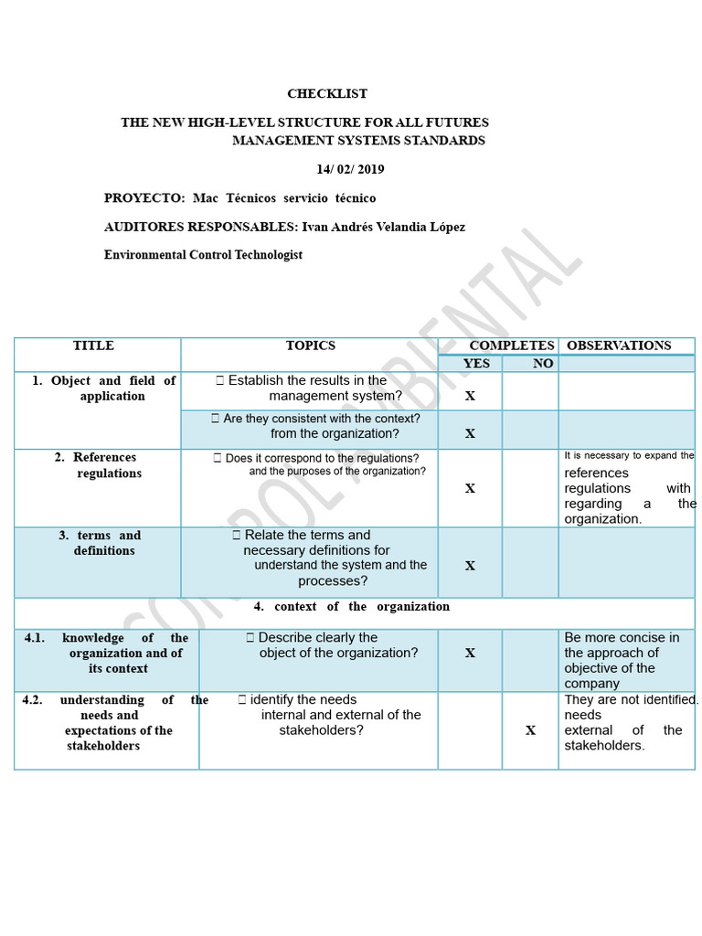 Future Management Systems Checklist | PDF | Audit | Information
