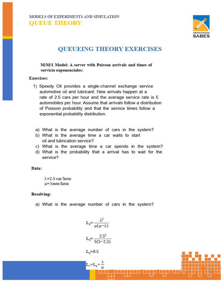 Solved Exercises On Queue Theory | PDF | Applied Mathematics
