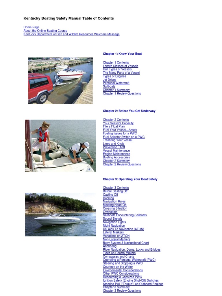 Kentucky Boating Safety Manual PDF Trailer (Vehicle) Hull (Watercraft)