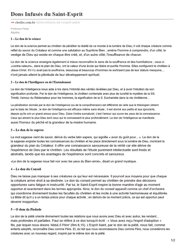 Dons du Saint-Esprit : Comprendre et Apprécier | PDF | Dieu | Amour