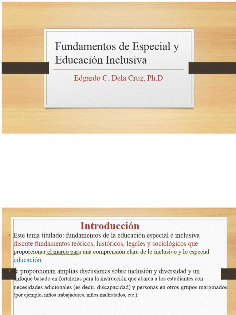 Fundamentos de Educación Inclusiva y Especial | PDF | Invalidez ...