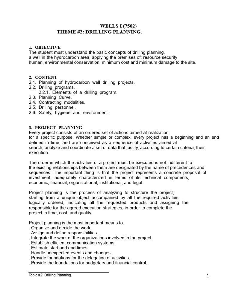 Drilling Planning for Hydrocarbon Wells | PDF | Oil Well | Petroleum ...
