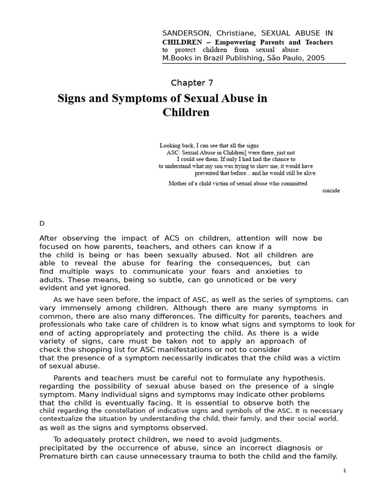 Signs of Child Sexual Abuse Awareness | PDF | Child Abuse | Shame