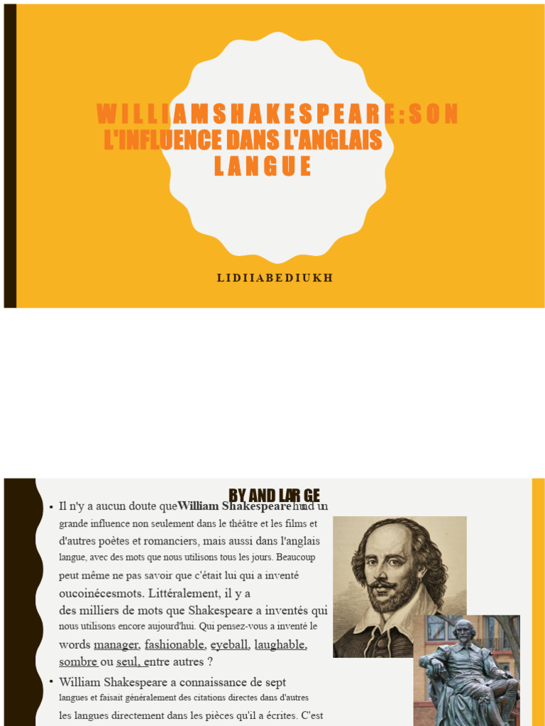 Influence de Shakespeare sur l'anglais | PDF | William Shakespeare ...