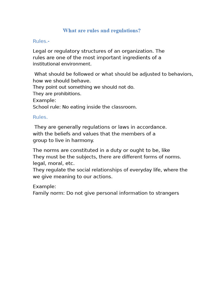 Understanding Rules and Regulations | PDF