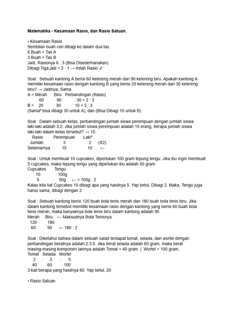 Kesamaan Rasio dan Rasio Satuan dalam Matematika | PDF