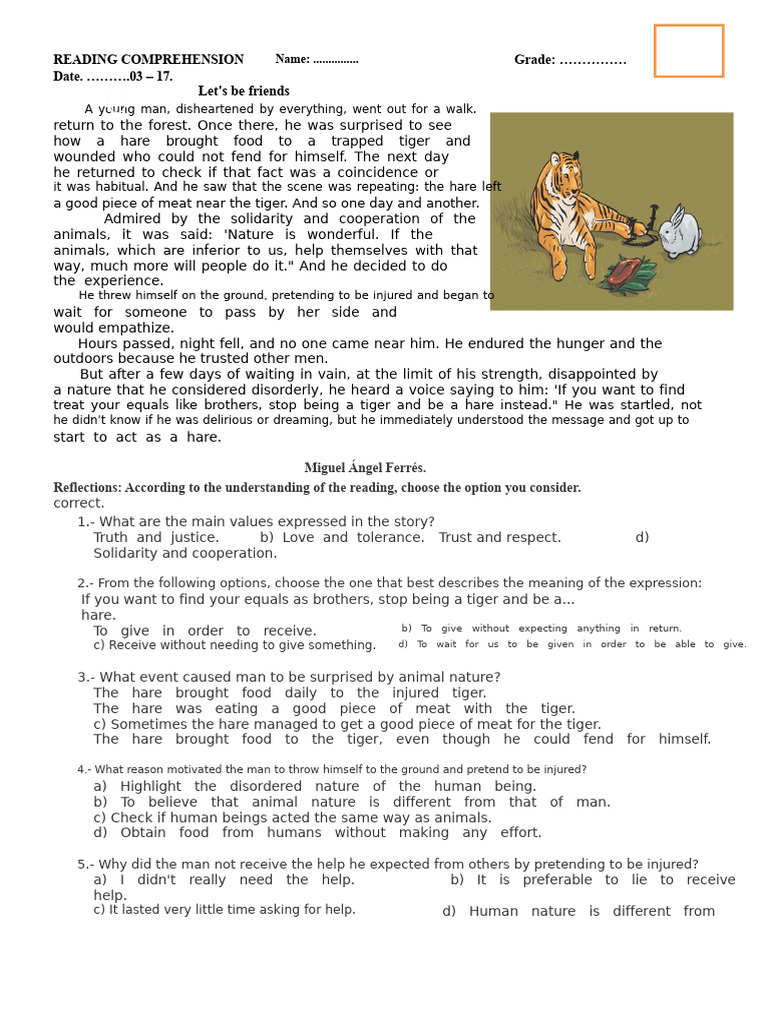 Reading Comprehension on Solidarity | PDF