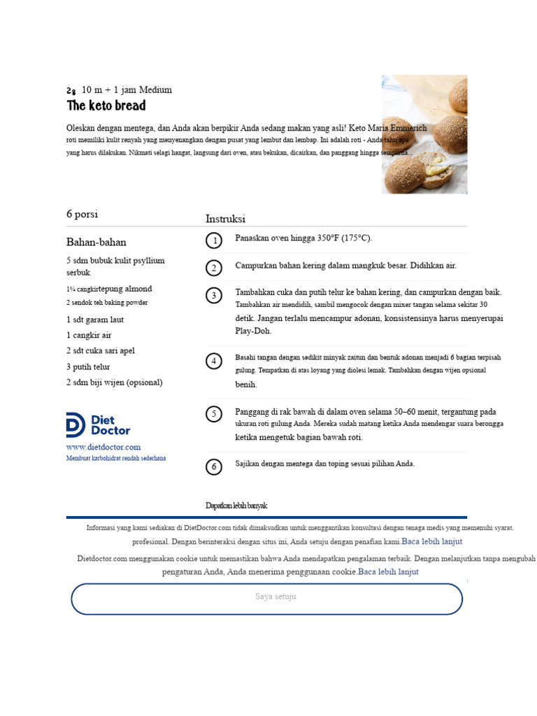 Roti Keto - Roti Keto Terbaik Kami - Dokter Diet | PDF