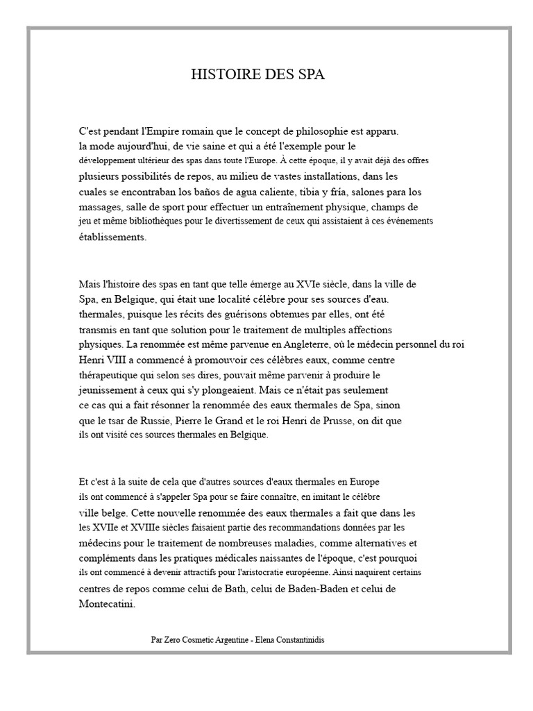 Histoire et bienfaits des spas modernes | PDF | Massage | Réflexologie