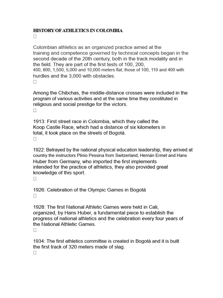 History of Athletics in Colombia | PDF | Track And Field | Individual ...