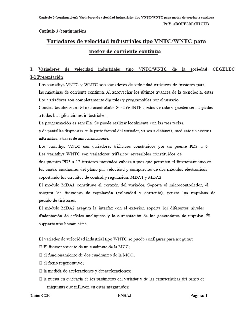Variadores VNTC/WNTC para Motores DC | PDF | Corriente continua ...
