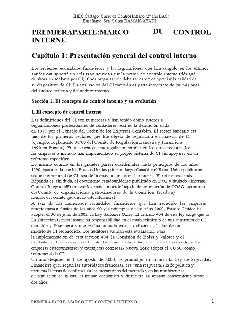 Curso de Control Interno en IHEC Cartago | PDF | Contabilidad | Business
