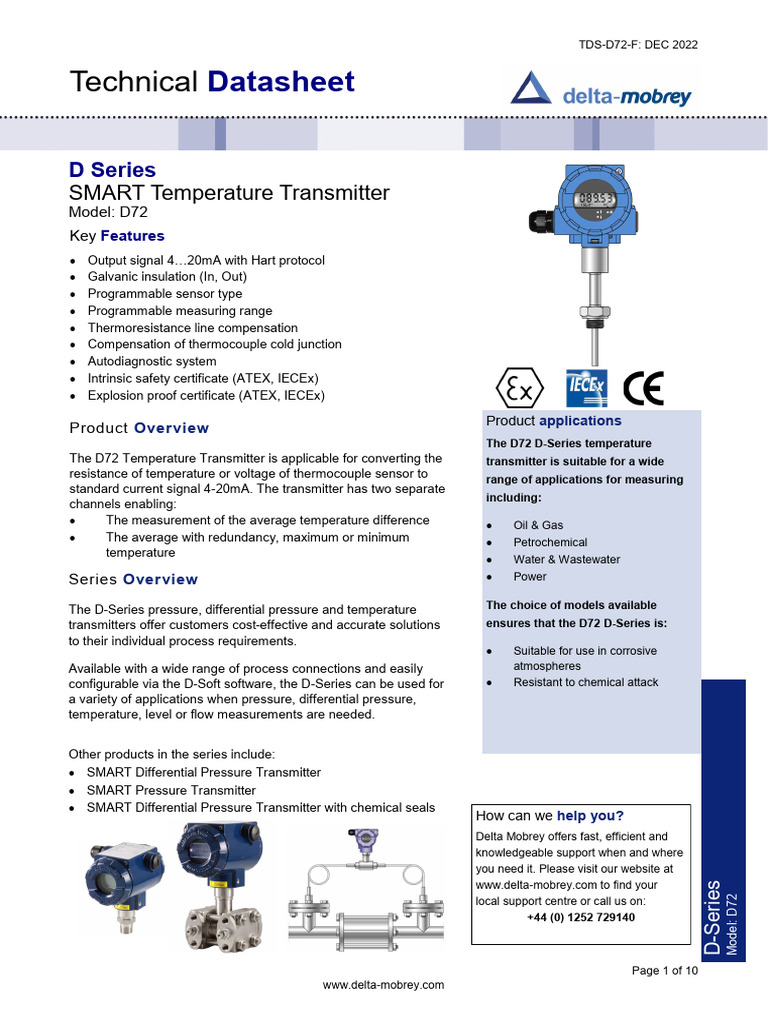 D72 SMART Temperature Transmitter Guide | PDF | Thermocouple | Pressure ...