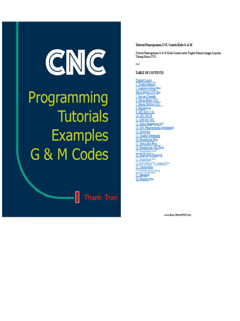 Tutorial Pemrograman CNC G & M Kode | PDF
