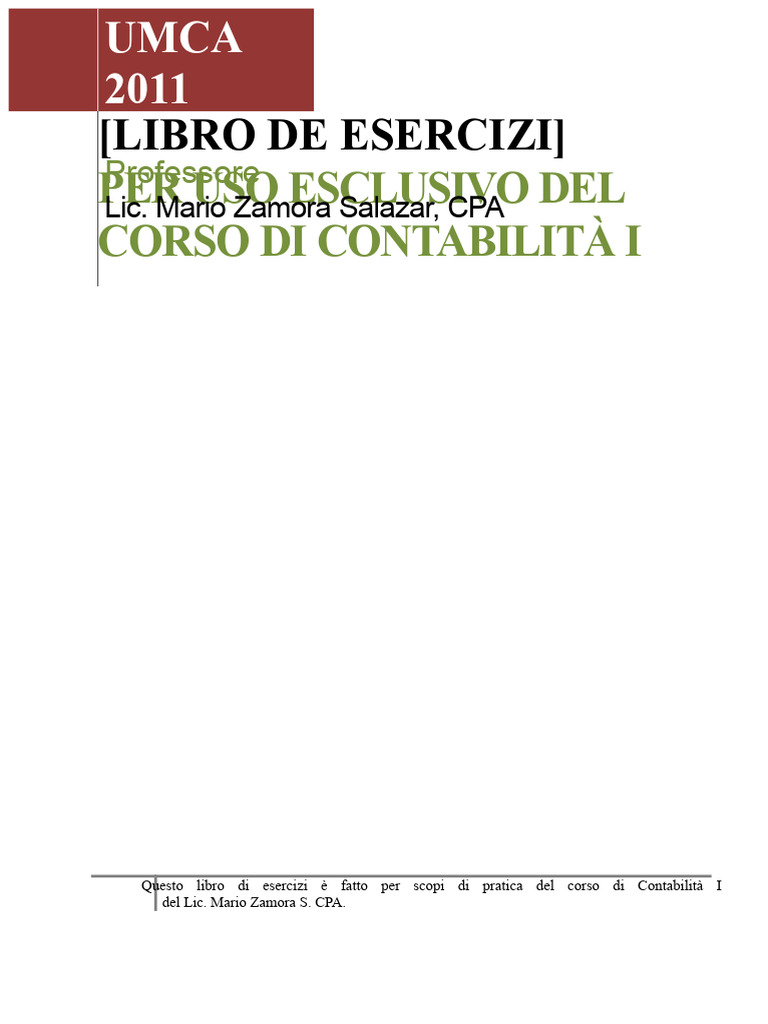 Libro Di Esercizi Di Contabilità 1 | PDF