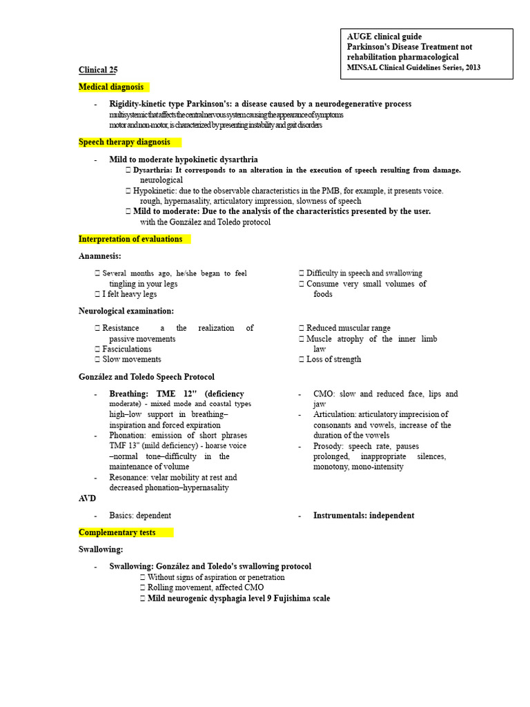 Clinical 25 Parkinson docx | PDF | Parkinson's Disease | Neurology