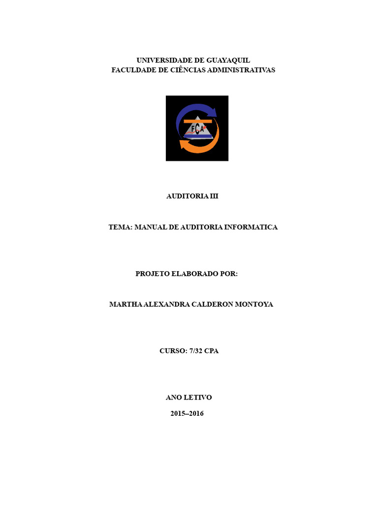 Manual de Auditoria Informática 2015-2016 | PDF | Tecnologia da ...