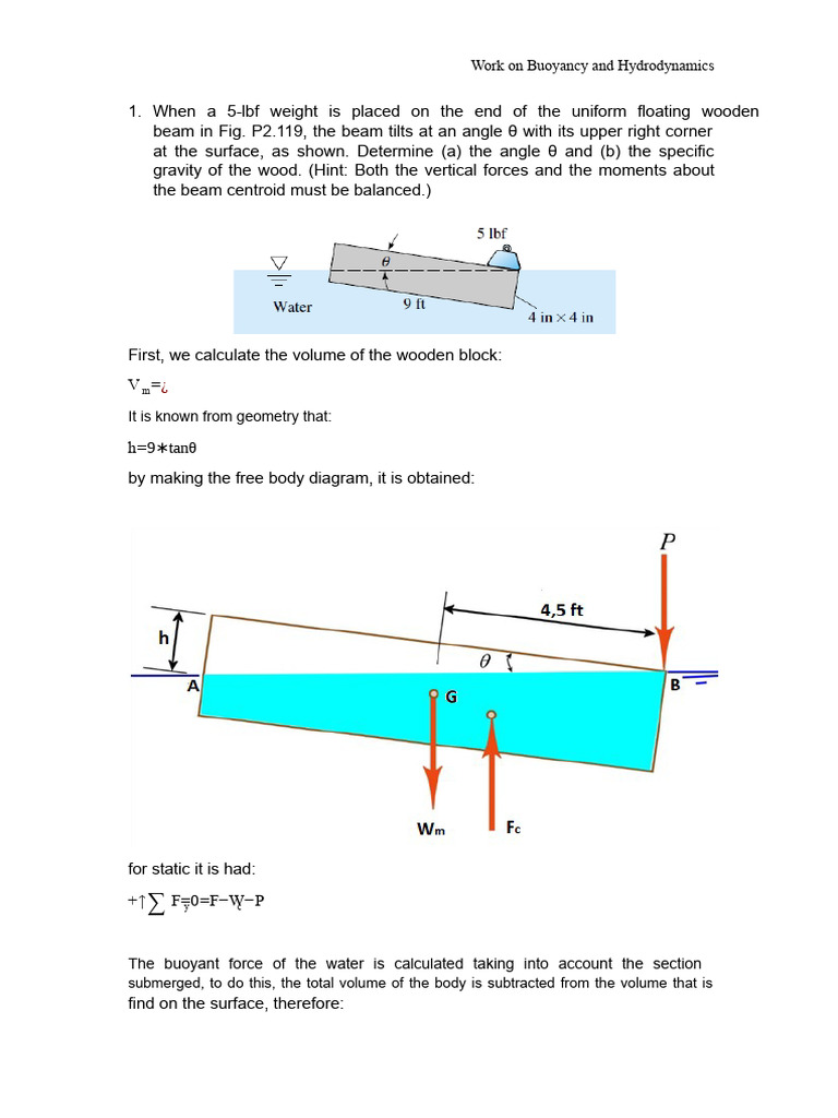 Buoyancy and Hydrodynamics Analysis | PDF | Buoyancy | Physical Quantities