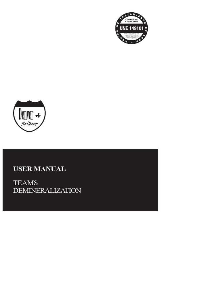 Denver Plus Water Softener Manual | PDF | Ion Exchange | Chemical ...