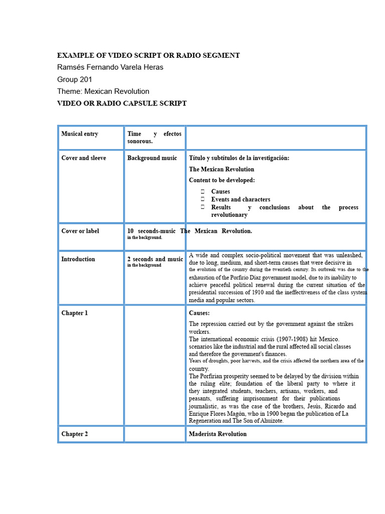 Mexican Revolution Video Script Overview | PDF | Mexican Revolution ...