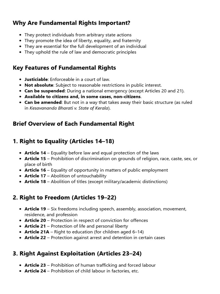 Importance of Fundamental Rights Explained | PDF | Habeas Corpus ...