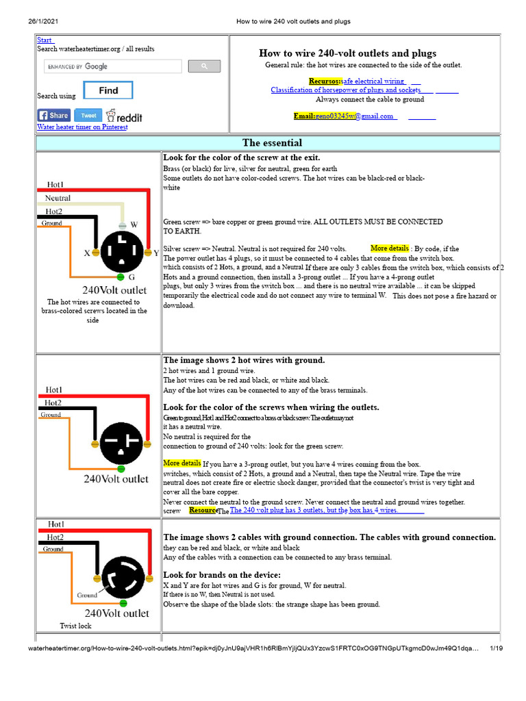 How to Wire 240 Volt Outlets | PDF | Electrical Connector | Mains ...