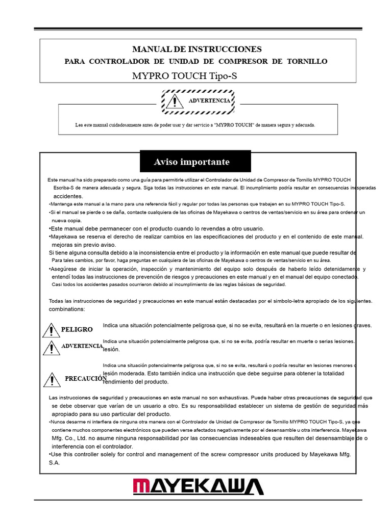 Manual de Uso MYPRO TOUCH Tipo-S | PDF | Transformador | Aislador ...