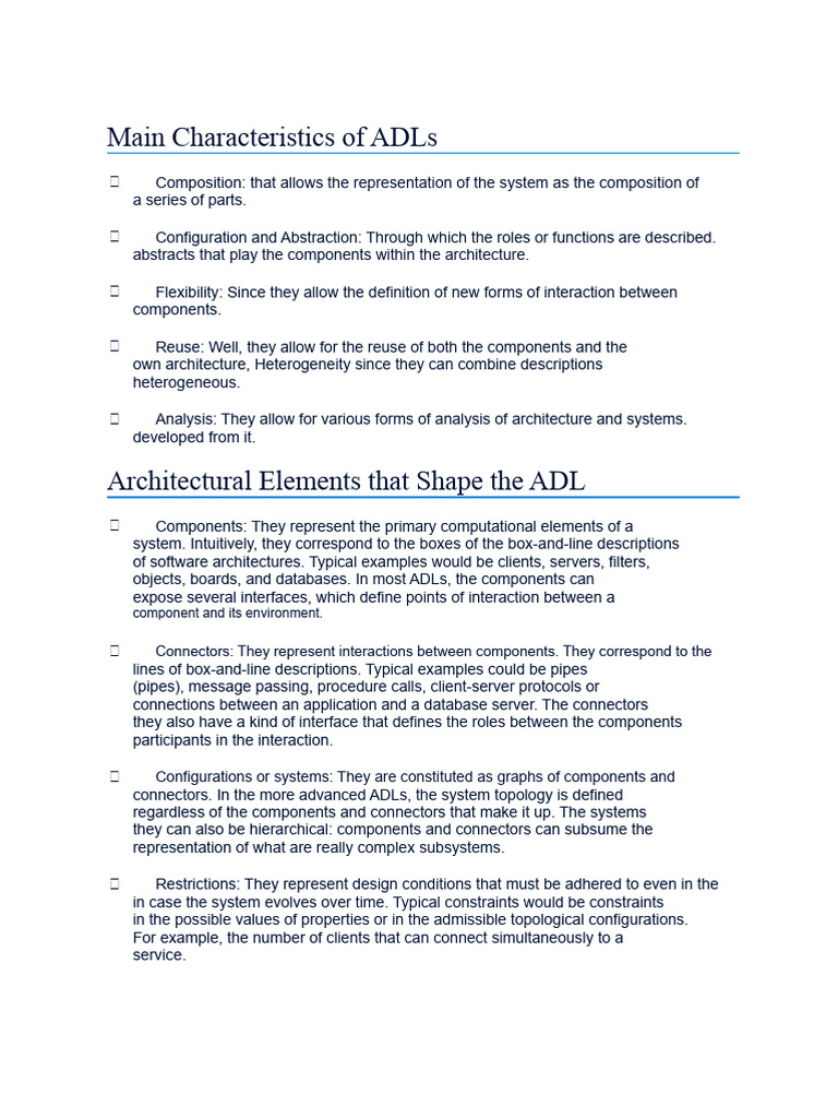 Main Characteristics of ADLs | PDF | System | Information Science
