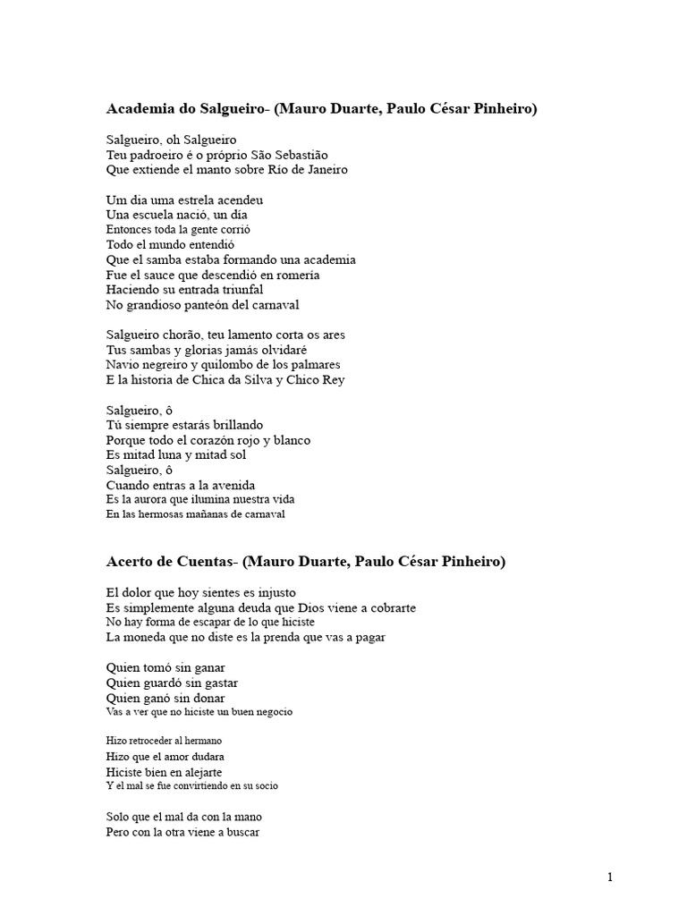 Letras de Samba: Emociones y Tradición | PDF | Amor | Carnaval