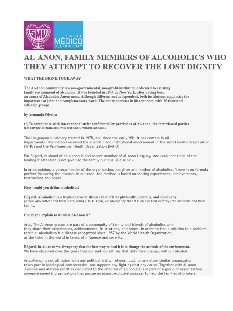 Al-Anon: Support for Families of Alcoholics | PDF | Alcoholism ...