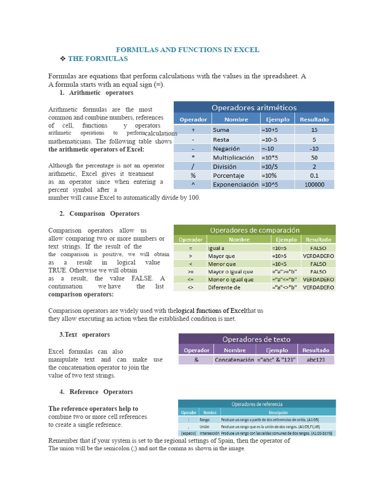 Excel Formulas and Functions Guide | PDF | Microsoft Excel | Arithmetic