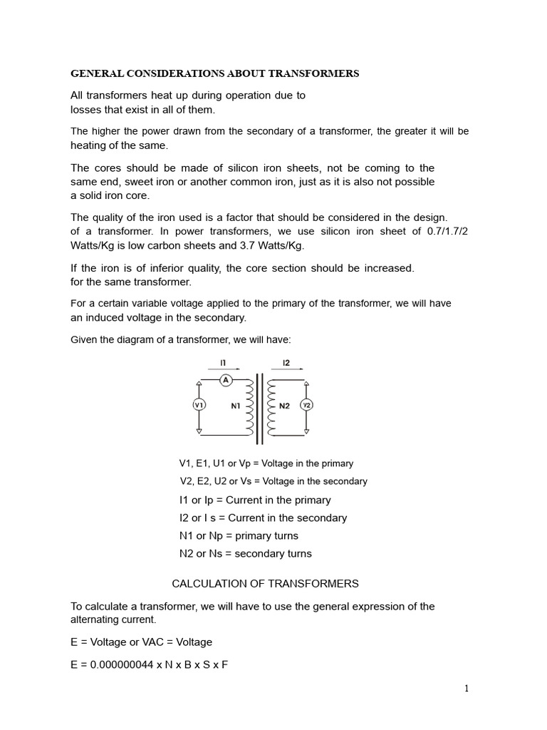 Transformer Design and Calculation Guide | PDF | Transformer | Mains ...