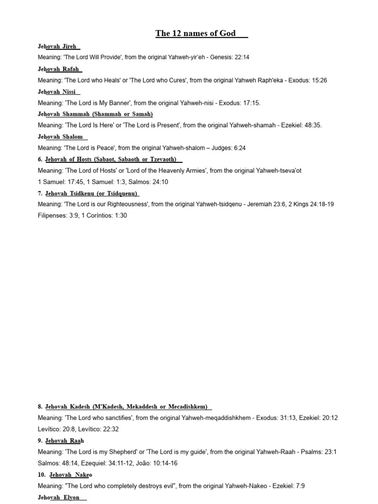 The 12 names of God | PDF