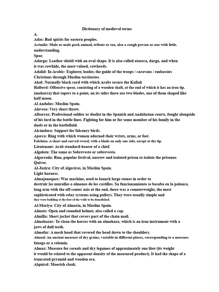 Medieval Terms Dictionary | PDF | Armour | Knight