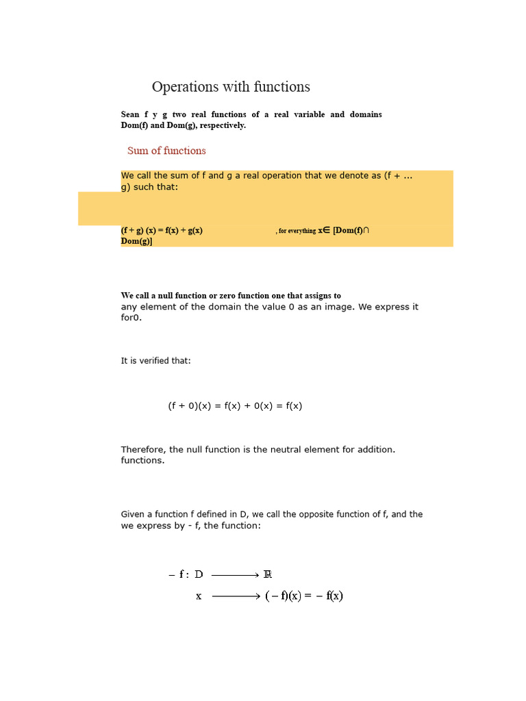 Operations with Real Functions | PDF | Function (Mathematics ...