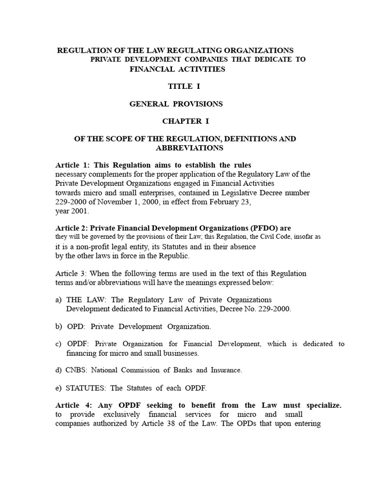 Regulation of Private Financial Organizations | PDF | Guarantee | Board ...