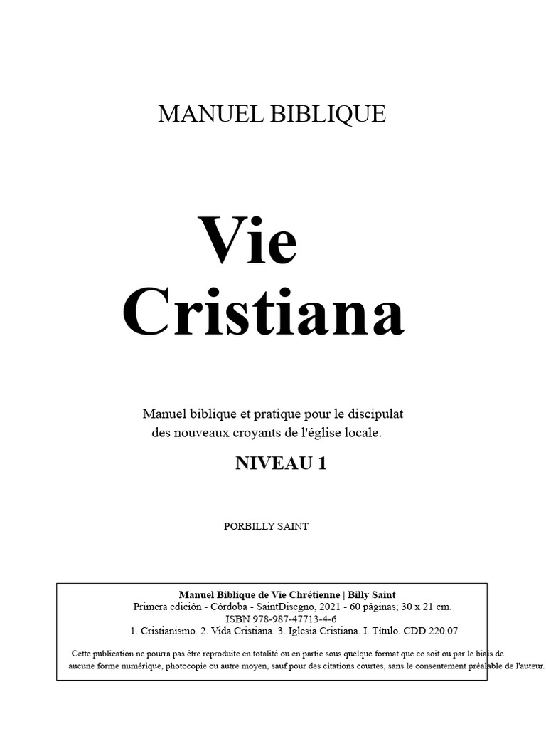 Manuel Biblique de Vie Chrétienne | PDF | Bible | Dieu