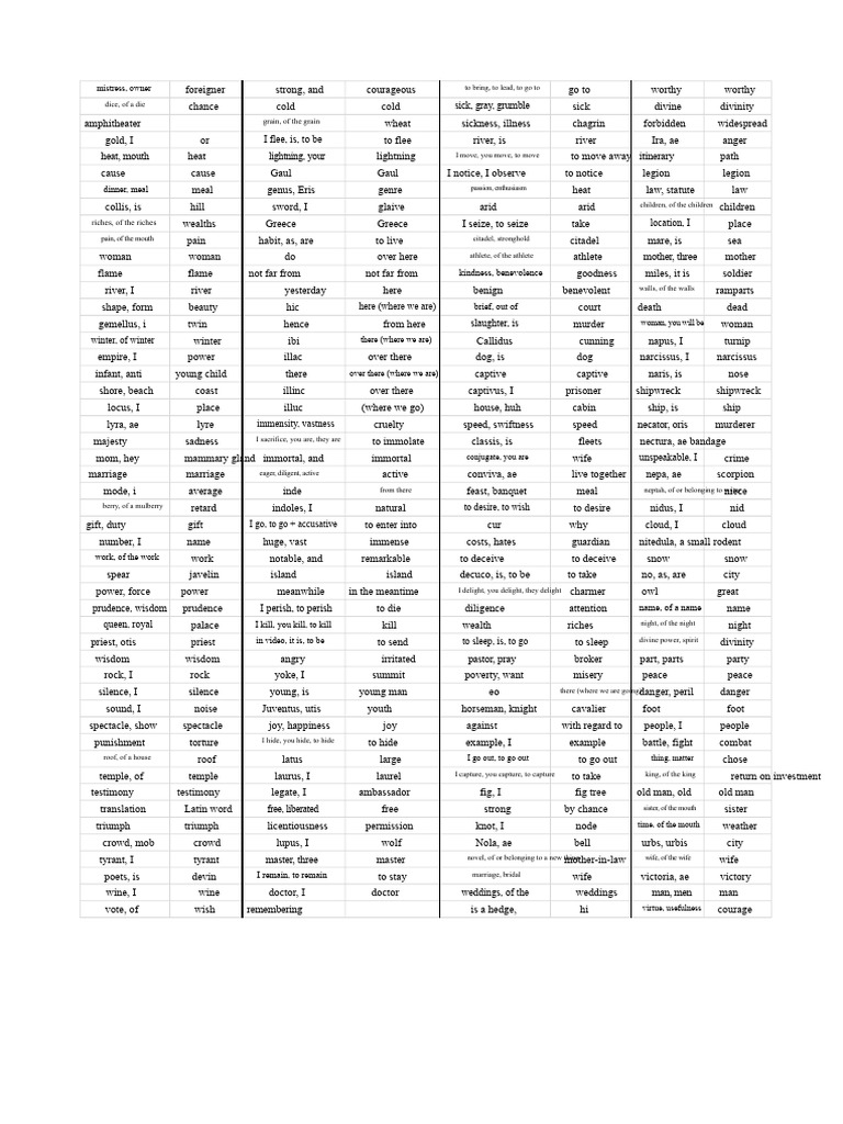 Latin Vocabulary and Themes Overview | PDF