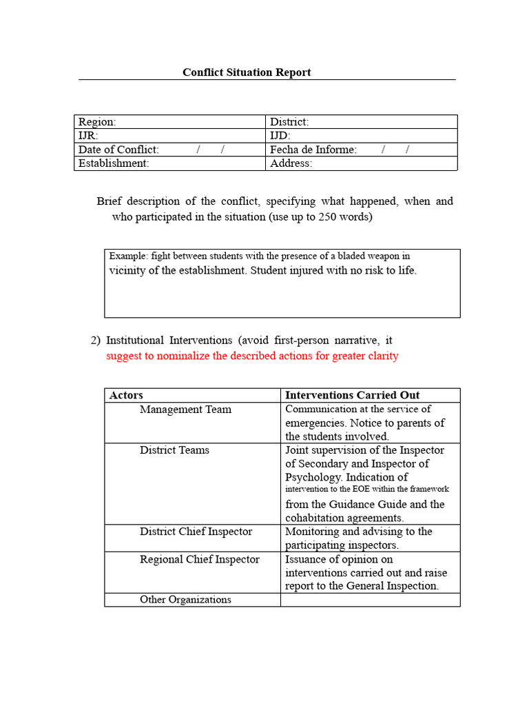 Conflict Situation Report Overview | PDF