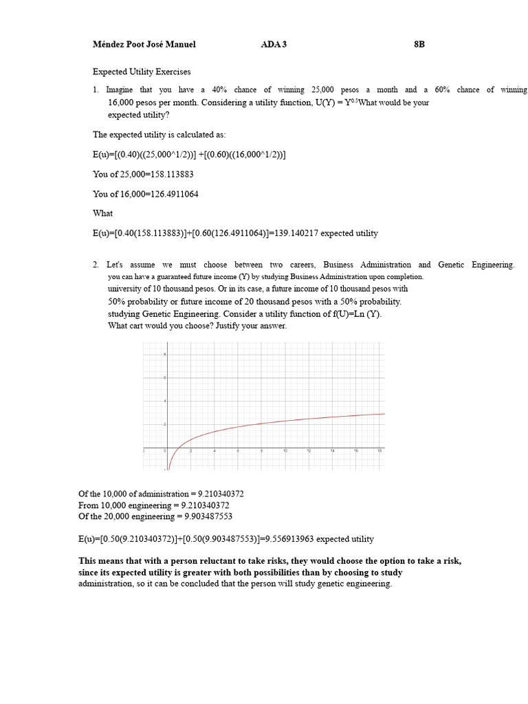 Expected Utility Exercises | PDF | Utility | Risk
