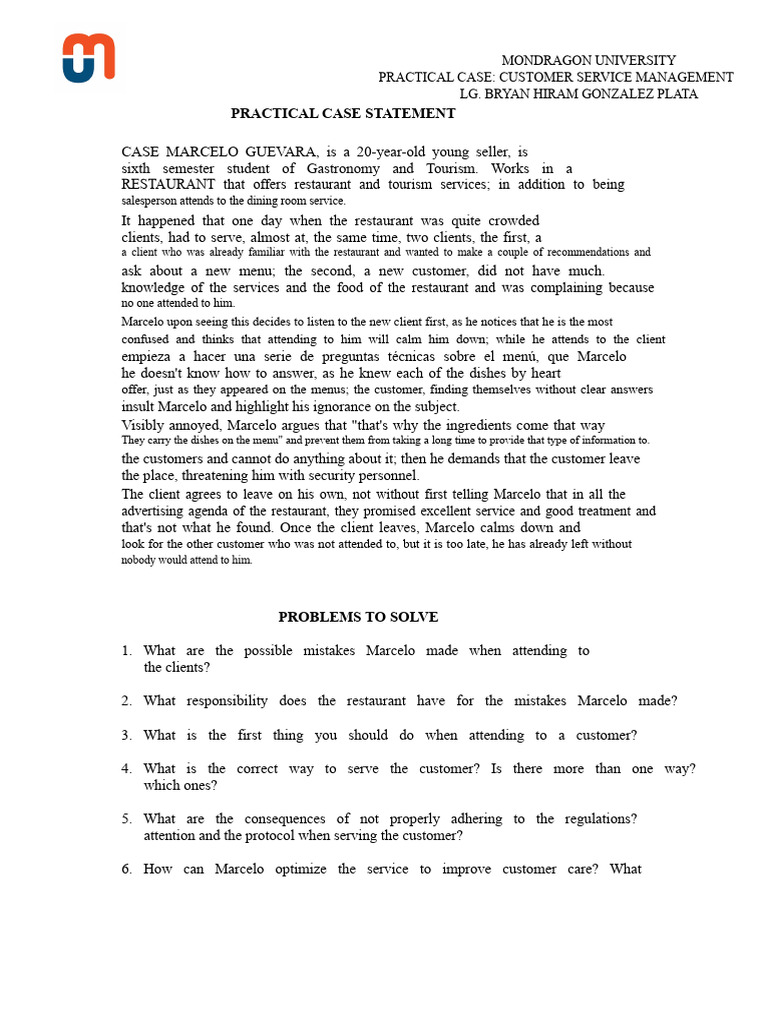 Practical Case | PDF | Menu | Restaurants