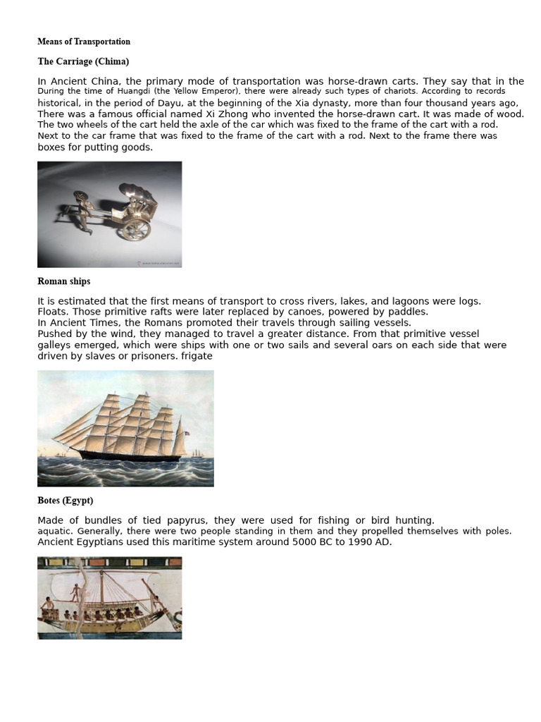 Ancient Transportation Methods Overview | PDF | Ancient Egypt | Writing