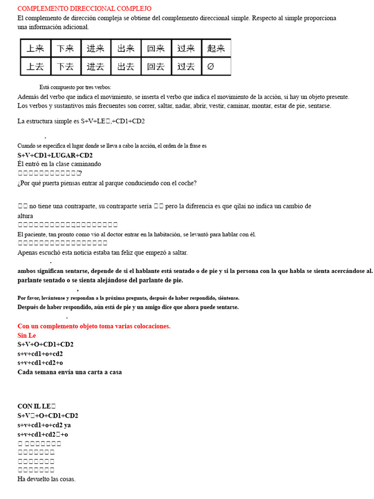 Complemento Direccional Complejo en Verbos | PDF | Verbo