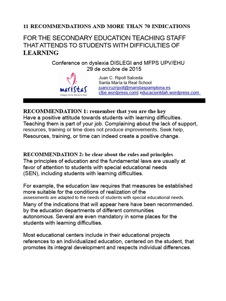 Strategies for Teaching Students with Learning Difficulties | PDF ...