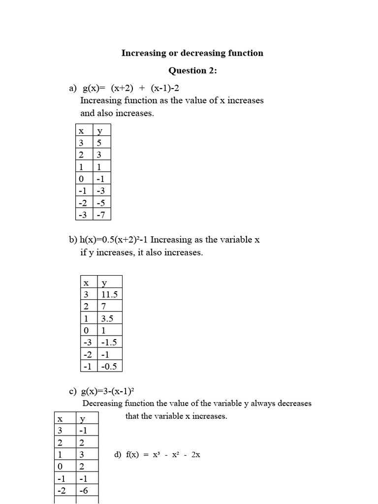Increasing and Decreasing Functions Analysis | PDF