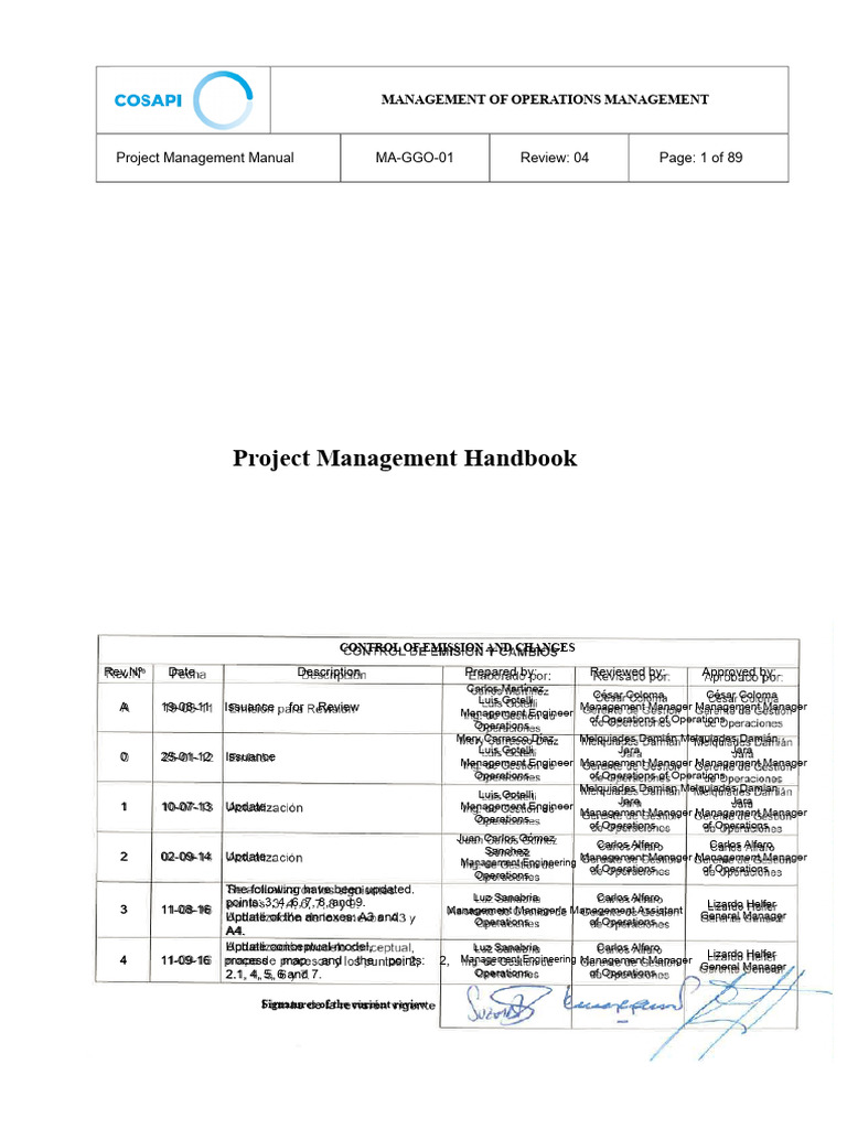MA-GGO-01 R4 Project Management Manual | PDF | Project Management ...