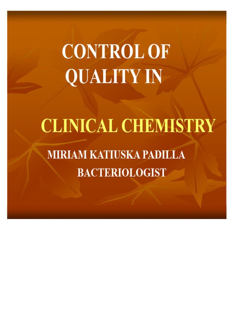 Quality Control in Clinical Chemistry | PDF | Standard Deviation ...