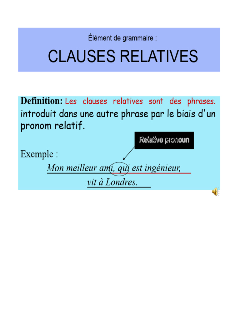 Comprendre les clauses relatives en français | PDF | Phrase | Clause