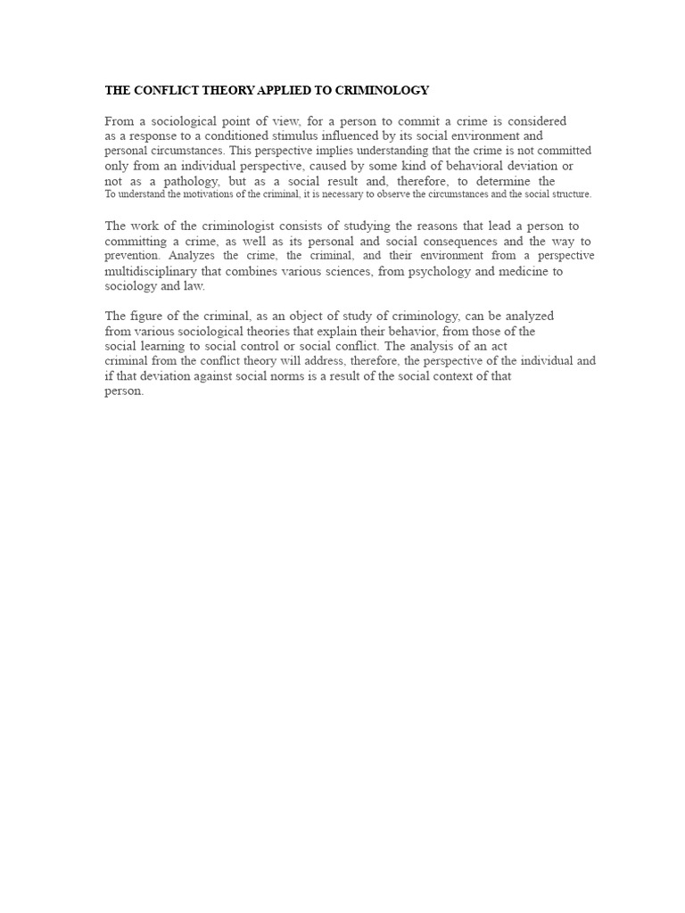 Conflict Theory in Criminology Explained | PDF